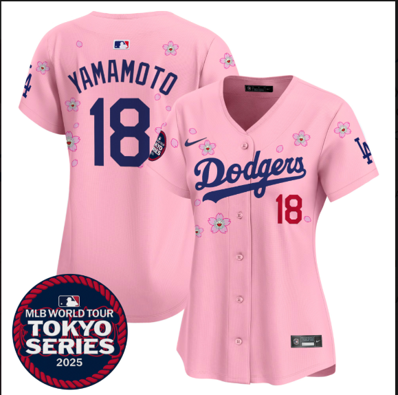 Women Los Angeles Dodgers #18 Yamamoto Tokyo Series 2025 pink Limited Stitched Jersey